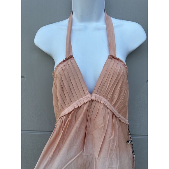 St Roche Dream Maxi Dress Halter Pockets Pink Black Resortwear Silk Blend Sz 10 - Picture 6 of 15